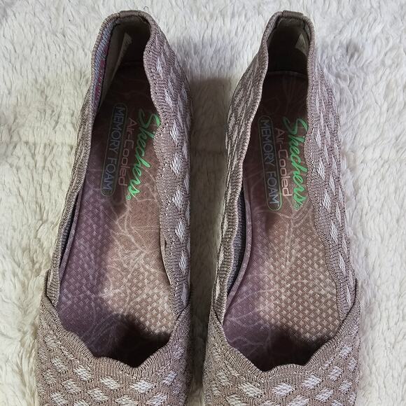Sketchers Sz8 Air Cooled Cleo Honeycomb Flats‎ Oatmeal Brown Pointedtoes Textile - Picture 15 of 15